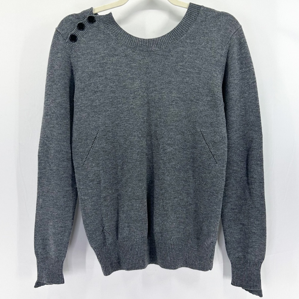 Zadig and Voltaire Gray Cashmere and Wool Blend Crew Neck Sweater size small